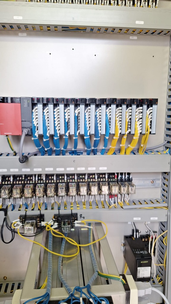 High-Density PLC I/O Wiring & Relay Array